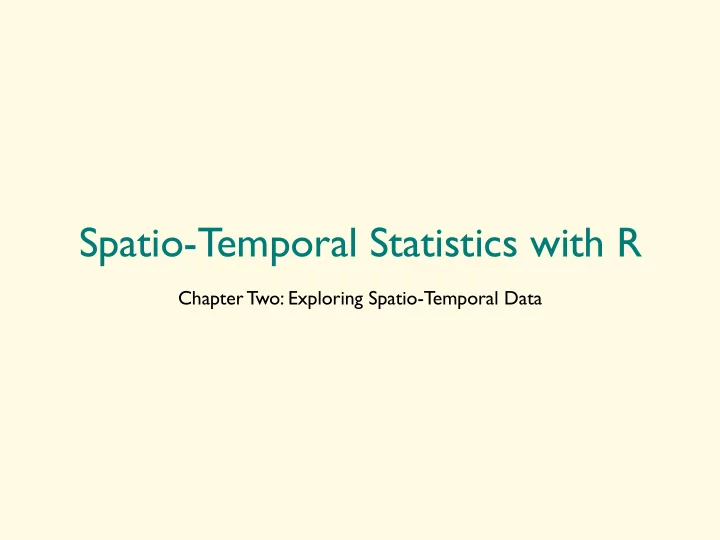 spatio temporal statistics with r