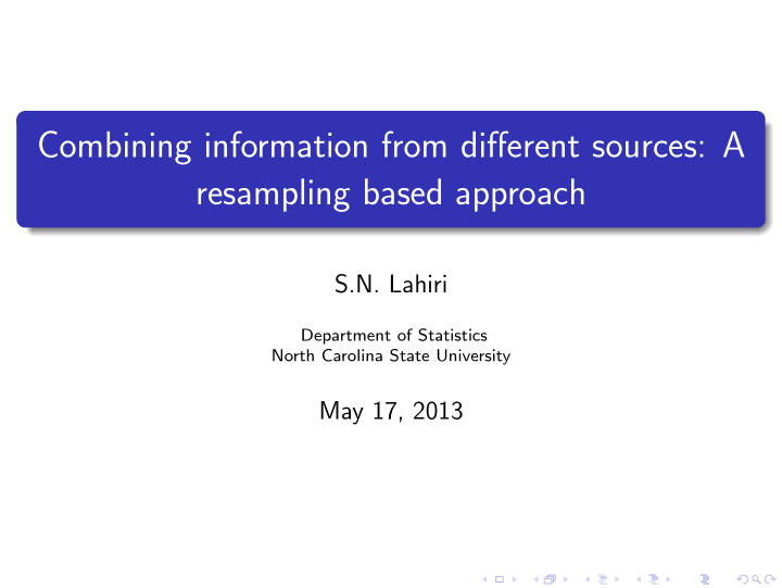 combining information from different sources a resampling