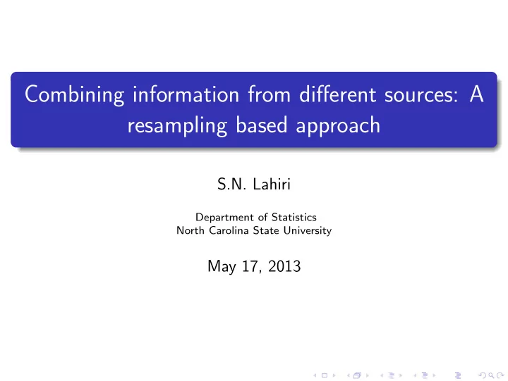 combining information from different sources a resampling