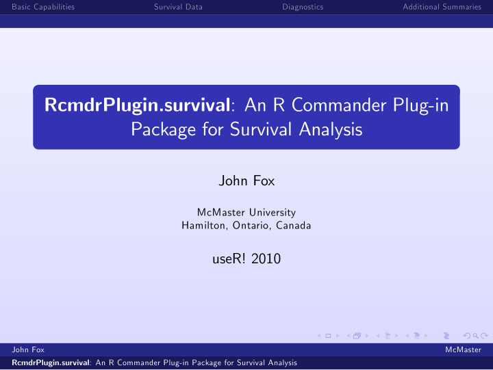 rcmdrplugin survival an r commander plug in package for