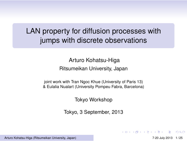 lan property for diffusion processes with jumps with