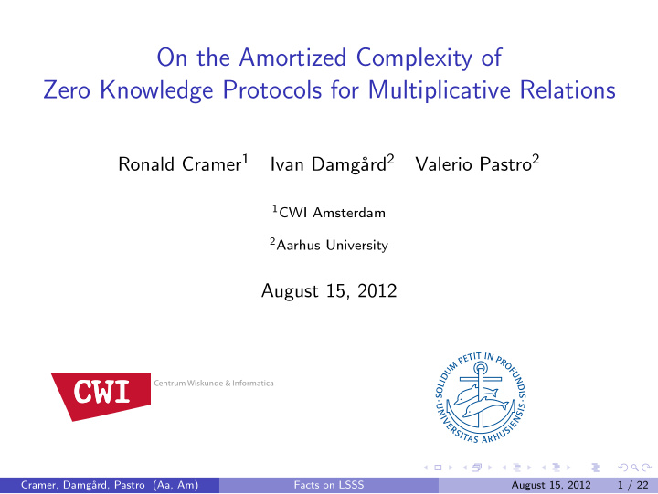 on the amortized complexity of zero knowledge protocols
