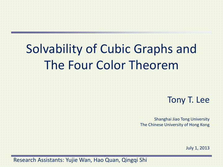 solvability of cubic graphs and