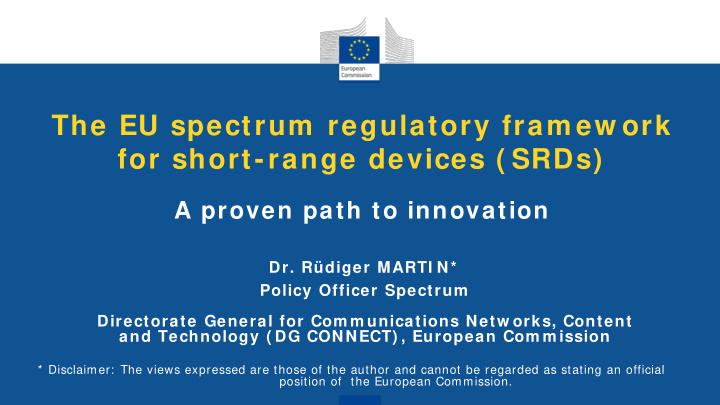 the eu spectrum regulatory fram ew ork for short range