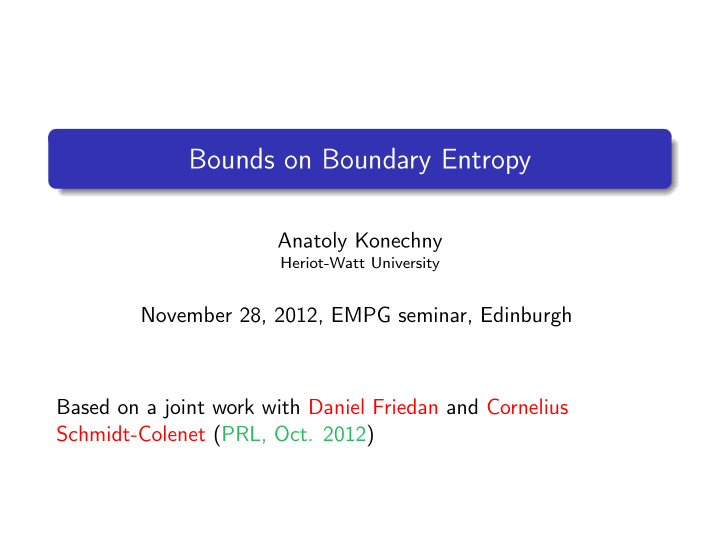 bounds on boundary entropy