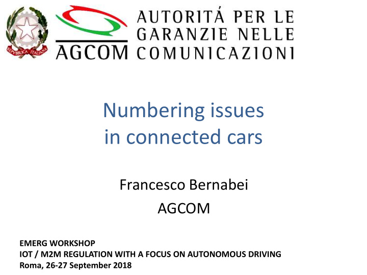 numbering issues in connected cars
