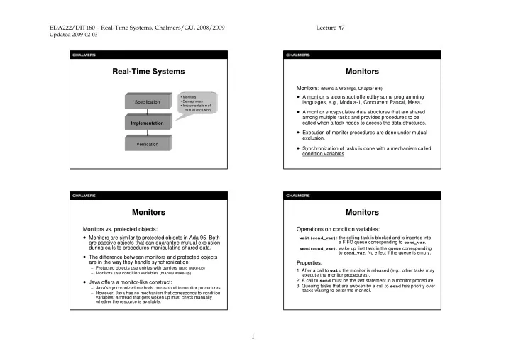 real real time systems time systems monitors monitors