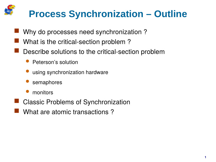 process synchronization outline