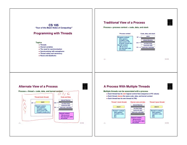 traditional view of a process cs 105