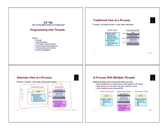 Traditional View of a Process  CS 105  Process = process context + code, data, and stack  Tour