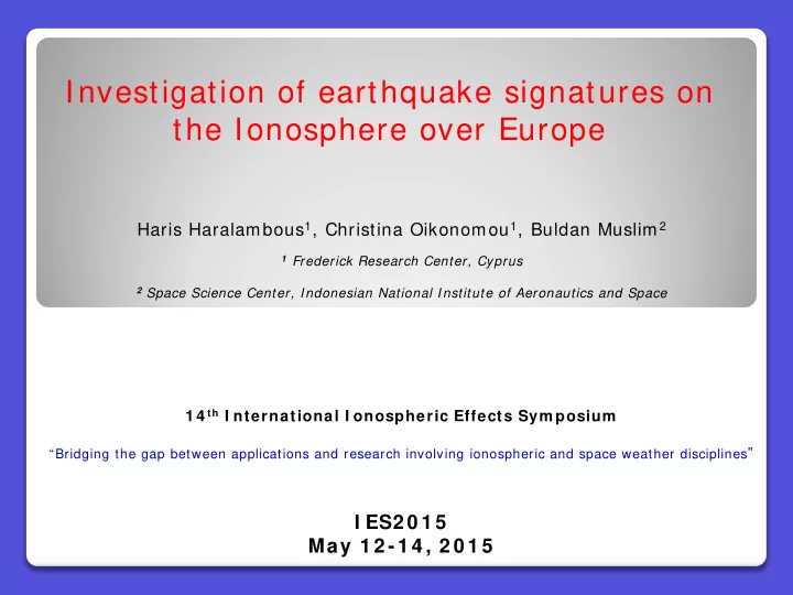 investigation of earthquake signatures on the ionosphere