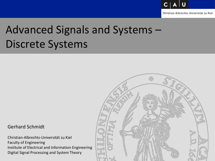 advanced signals and systems discrete systems