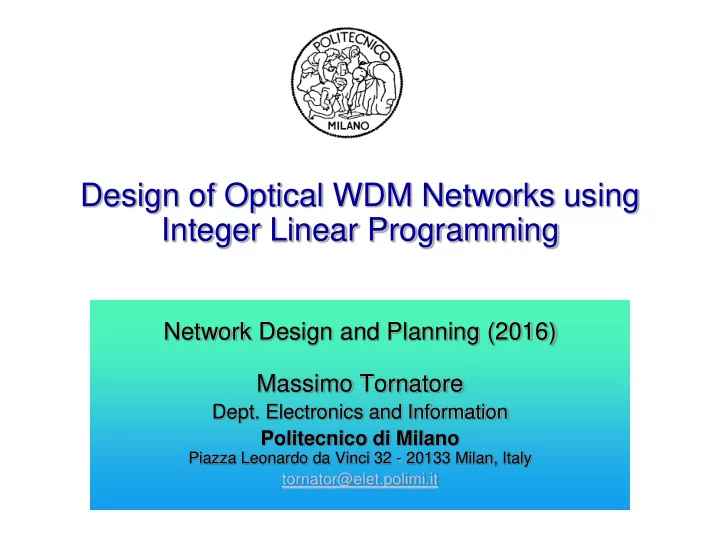 integer linear programming