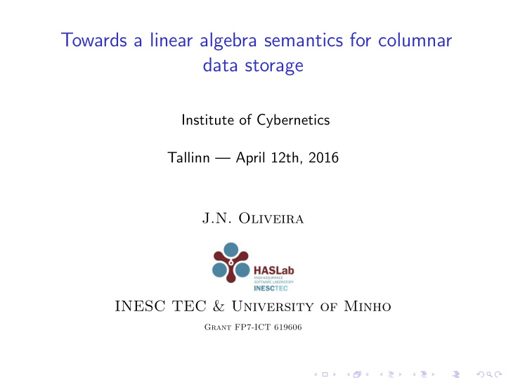 towards a linear algebra semantics for columnar data