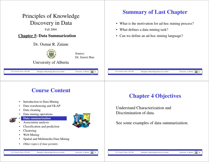 summary of last chapter principles of knowledge discovery