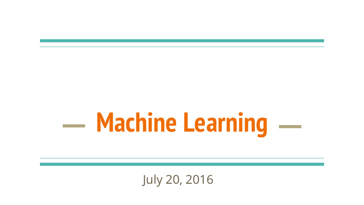 machine learning