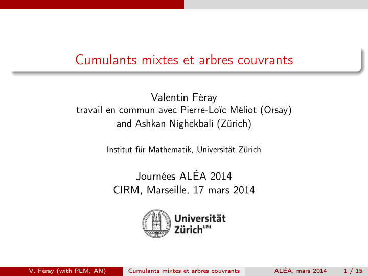 cumulants mixtes et arbres couvrants