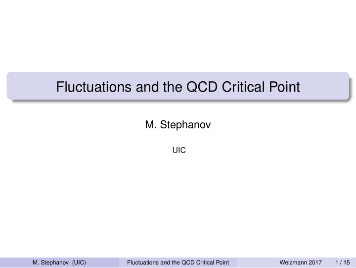 fluctuations and the qcd critical point