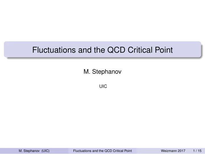 fluctuations and the qcd critical point
