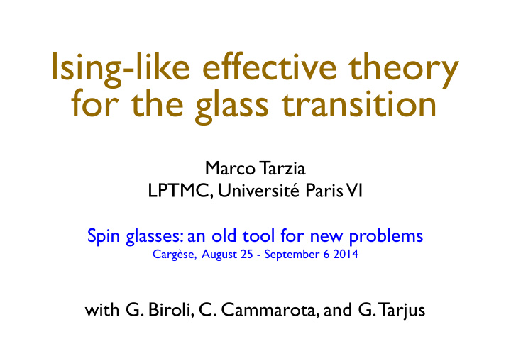 ising like effective theory for the glass transition