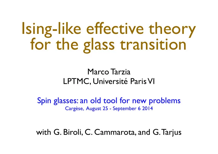 ising like effective theory for the glass transition