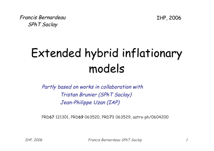 extended hybrid inflationary extended hybrid inflationary