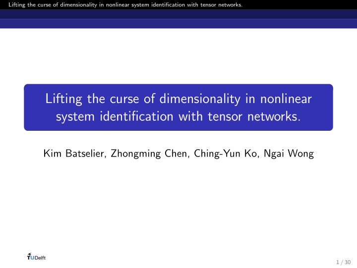 lifting the curse of dimensionality in nonlinear system