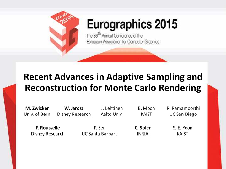 recent advances in adaptive sampling and reconstruction