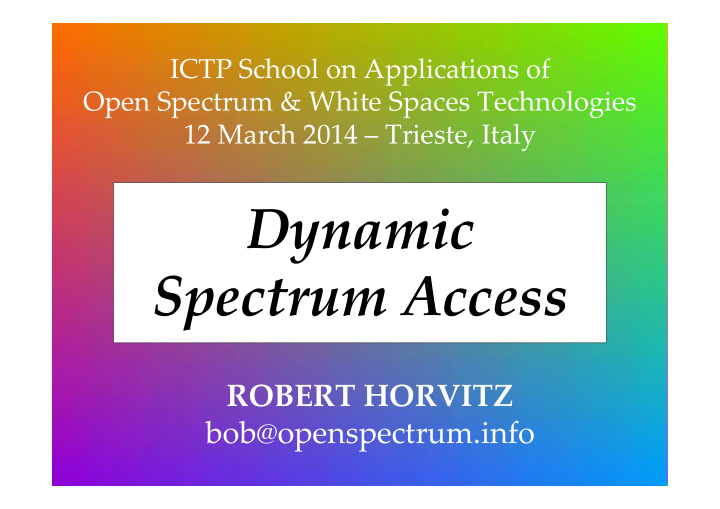 dynamic spectrum access