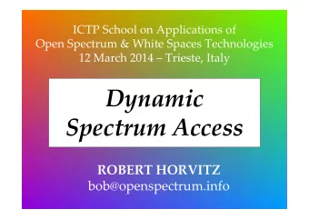 Dynamic  Spectrum Access  ROBERT HORVITZ  bob@openspectrum.info  Menu  Menu  TVWS in Europe (or
