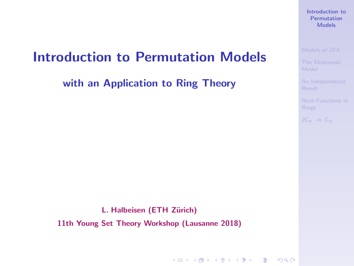 introduction to permutation models