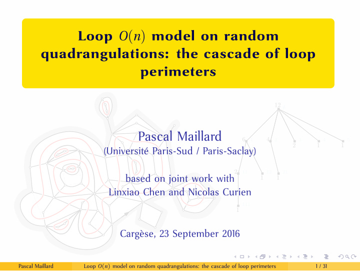 loop o n model on random quadrangulations the cascade of
