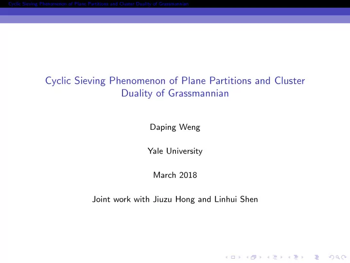 cyclic sieving phenomenon of plane partitions and cluster