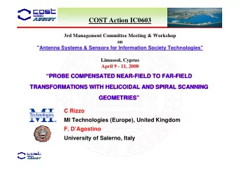 COST Action IC0603  3rd Management Committee Meeting &amp; Workshop  on  &quot;Antenna Systems