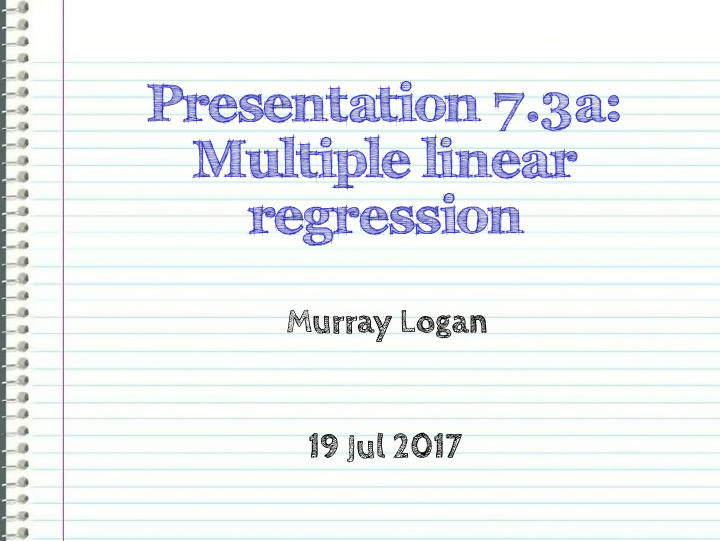 presentation 7 3a multiple linear regression