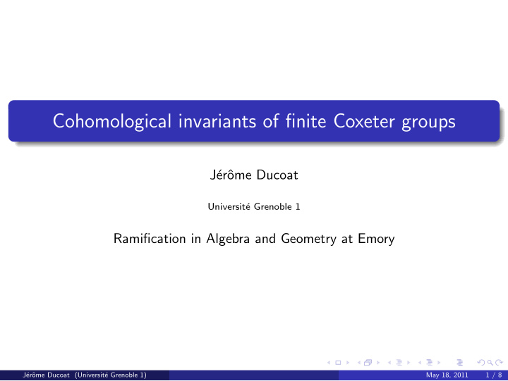 cohomological invariants of finite coxeter groups