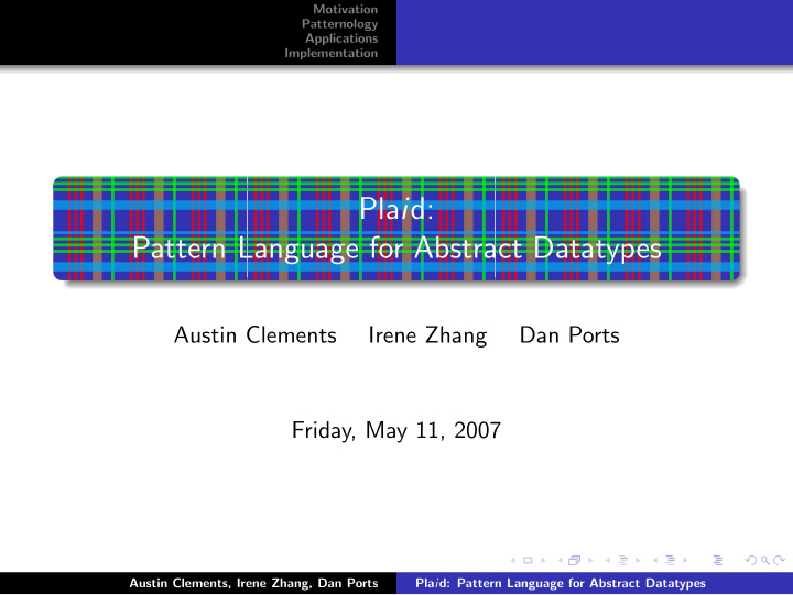 pla i d pattern language for abstract datatypes