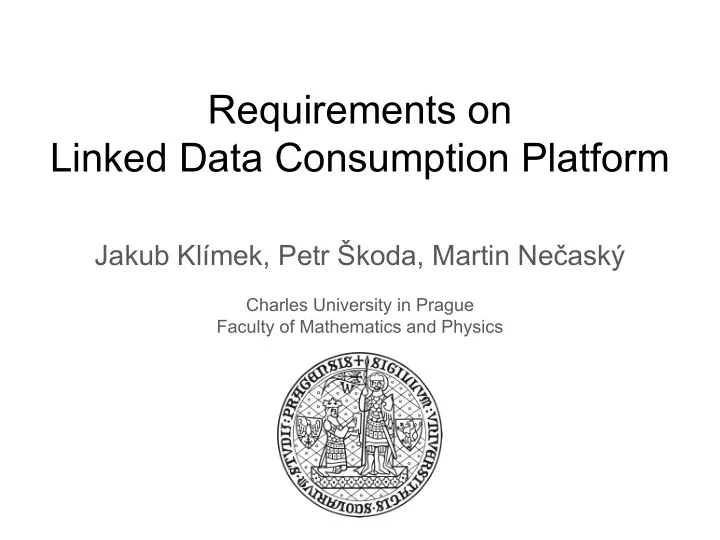requirements on linked data consumption platform