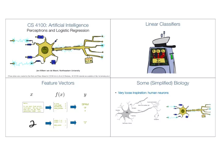 linear classifiers cs 4100 artificial intelligence