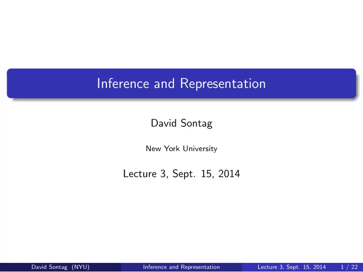 inference and representation