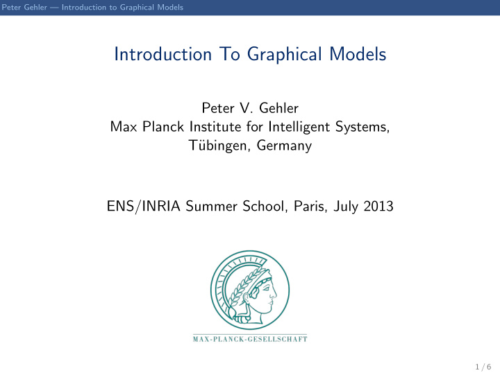 introduction to graphical models