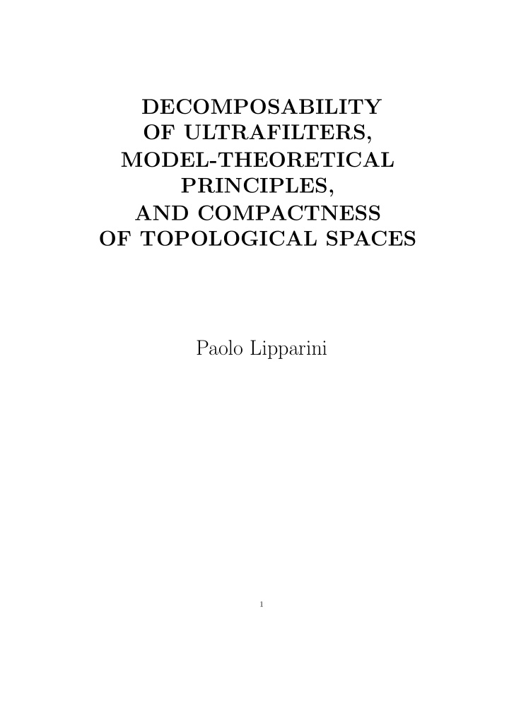 decomposability of ultrafilters model theoretical