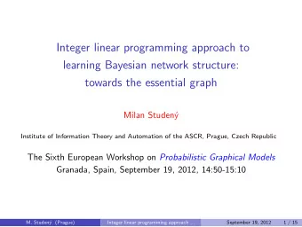Integer linear programming approach to  learning Bayesian network structure:  towards the essential