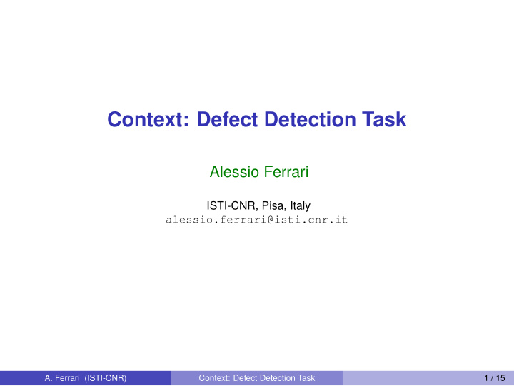 context defect detection task