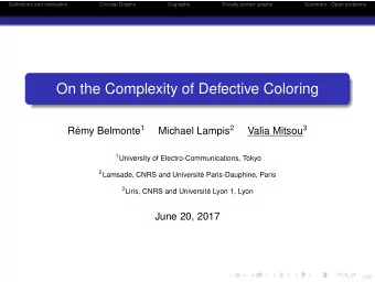 On the Complexity of Defective Coloring Rmy Belmonte 1 Michael Lampis 2 Valia Mitsou 3 1