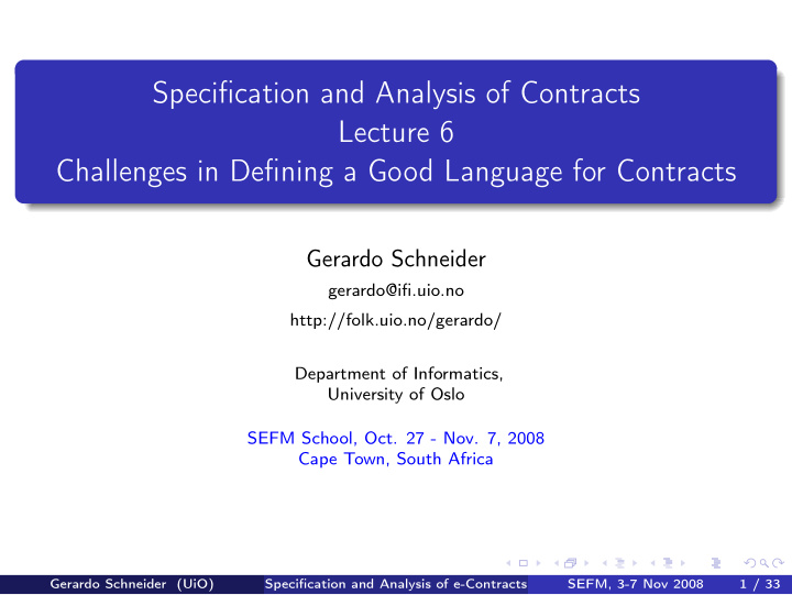 specification and analysis of contracts lecture 6