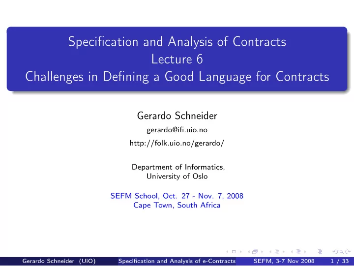 specification and analysis of contracts lecture 6