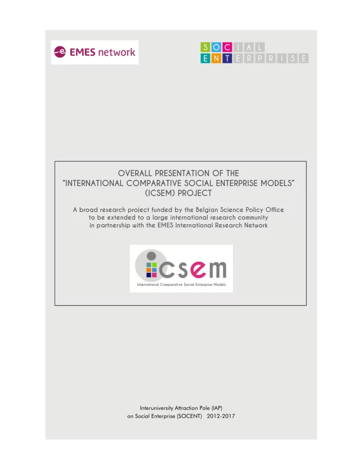 overall presentation of the international comparative