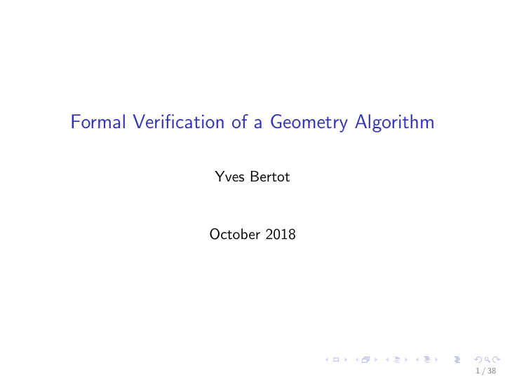 formal verification of a geometry algorithm