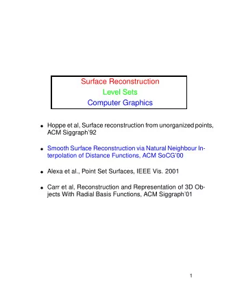 Surface Reconstruction  Level Sets  Computer Graphics  Hoppe et al, Surface reconstruction from